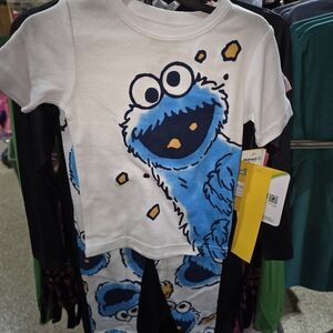 Sesame Street Blue and White Cookie Monster Pajama Set